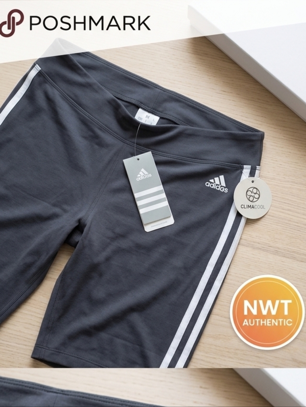 NWT Adidas Climacool 3-Stripe Padded Cycling Shorts Grey Size XL